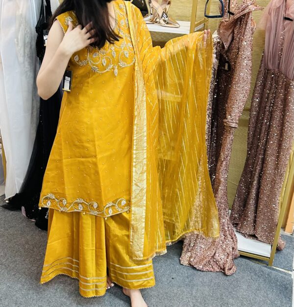 Embellish Pakistani Orange Dress with Orange Dupatta